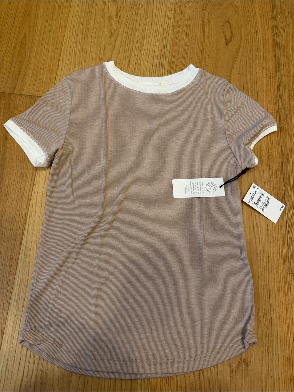 Women’s  Short Sleeve Ringer Tee in Mauve with White Trim